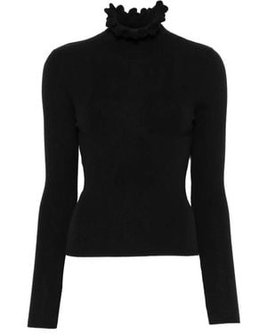 Sandro Ruffle-Trim Turtleneck Sweater - Black