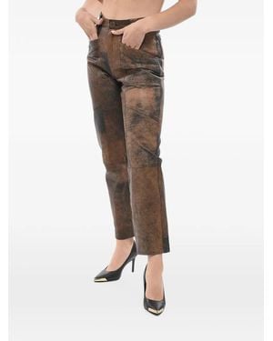 BAIA Textured Leather Pants - Natural