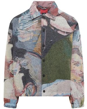 Kidsuper Veste Café De La Coaches À Imprimé Graphique - Grey