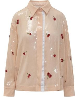 Des Phemmes Sequinned Shirt - Natural