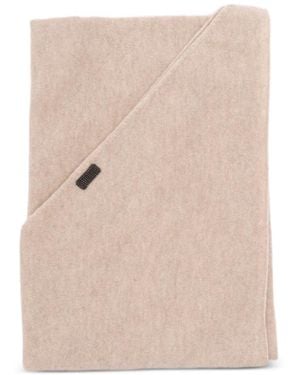 Brunello Cucinelli Pashmina Con Aplique Monili - Neutro