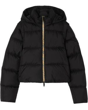 Burberry Check-Detail Puffer Jacket - Black