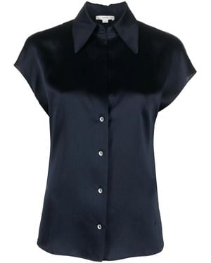 Vince Short-Sleeve Silk Shirt - Black