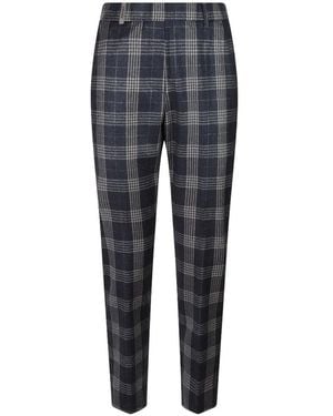 Peserico Check-Pattern Tapered Pants - Blue