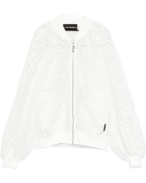 KARL LAGERFELD Floral-Lace Bomber Jacket - White