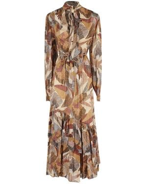 FARM Rio Maxi-Jurk Met Print En Ruches - Naturel