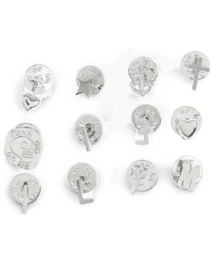 DSquared² Logo-Engraved Motif Pins Set (12-Set) - White