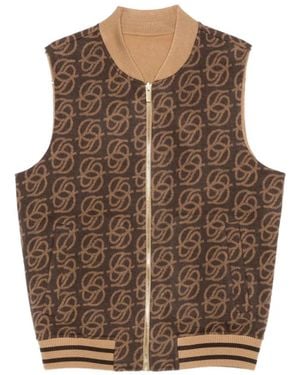 Drole de Monsieur Monogram-Pattern Wool Gilet - Brown