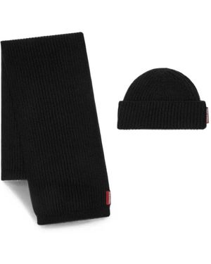 DSquared² Ribbed-Knit Scarf And Beanie Hat Set (Set Of Two) - Black