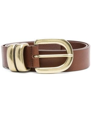 By Malene Birger Round-Buckle Leather Belt - Brown