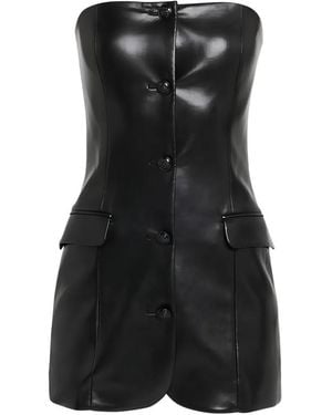 Alice + Olivia Madison Button Strapless Mini Dress - Black