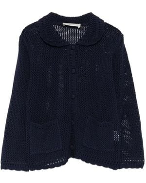 DUNST Crochet-Knit Cardigan - Blue