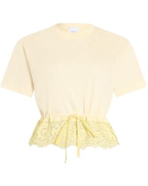 Patou Lace-Hem T-Shirt - Yellow