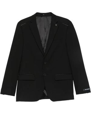 KARL LAGERFELD Tale Contrast-Trim Single-Breasted Blazer - Black