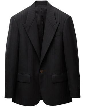 Versace Jacquard Wool Blazer - Black