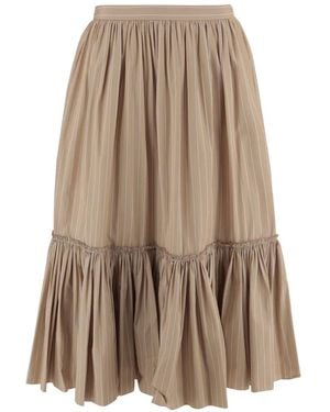 Jil Sander Pinstripe Tiered Skirt - Natural