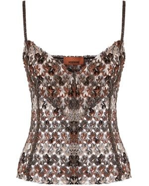 Missoni Crochet-Embellishment Top - Brown