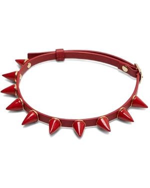 Andres Gallardo Mini Spike Leather Choker - Red