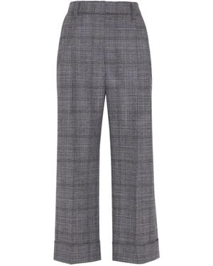 Brunello Cucinelli Prince Of Wales Trousers - Grey