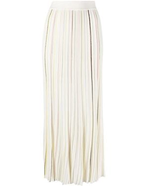 Sonia Rykiel Striped Pleated Maxi Skirt - White