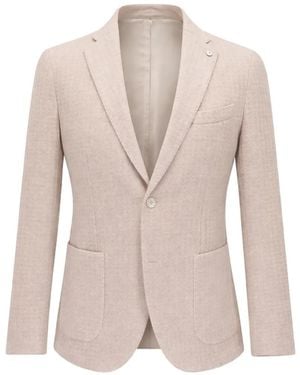 Lubiam Textured Notched Jacket - Natural