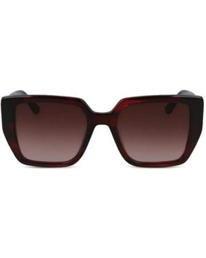 KARL LAGERFELD Striped Square-Frame Sunglasses - Brown