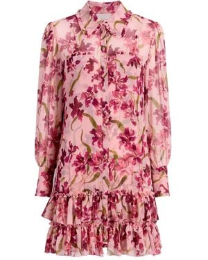 Cinq À Sept Floral-Print Ruffled Dress - Red