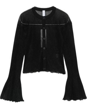 CFCL Hypha Lucent Glitter Flared-Sleeve Cardigan - Black