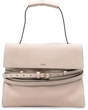 Moschino Belt-Detail Leather Shoulder Bag - Natural