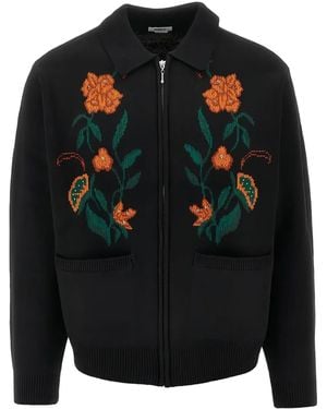 Obey Cárdigan con cremallera floral - Negro