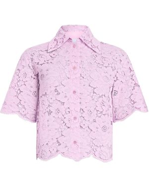 Patou Lace Short-Sleeves Shirt - Pink