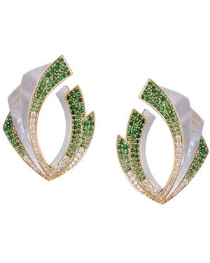 ANANYA 18Kt Diamond Tsavorite Mogra Light Blossom Earrings - Blue