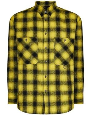 John Richmond Chest-Pocket Checked Shirt - Yellow