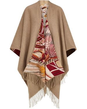 Ferragamo Fringed Reversible Cape - Natural