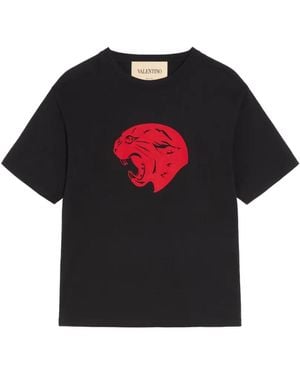 Valentino Garavani T-Shirt À Imprimé Panthère - Black