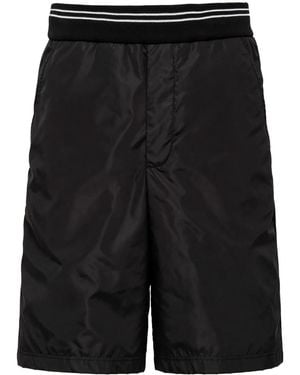 Prada Enamel Triangle-logo Elasticated-waist Shorts - Black