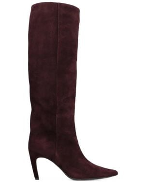 Lola Cruz Pointed-Toe Knee-Length Boots - Red