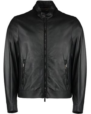 Moorer Zip-Fastening Leather Jacket - Black