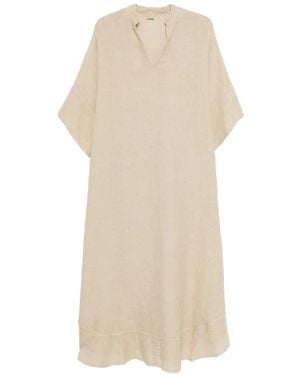 120% Lino V-Neck Shift Dress - White