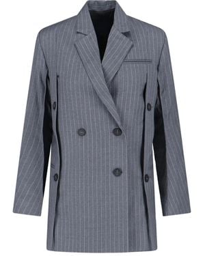 Eudon Choi Beatrice Pinstripe Double-Breasted Blazer - Blue