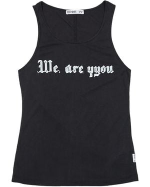 OPEN YY Slogan-Print Tank Top - Black