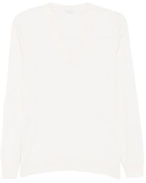 Brunello Cucinelli Pullover Mit V-Ausschnitt - Weiß
