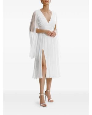 Framboise Enrica V-Neck Silk Midi Dress - White