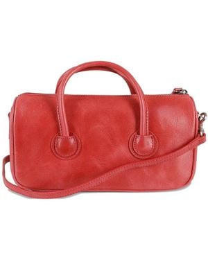 Marge Sherwood Leather Cylindrical Tote Bag - Red