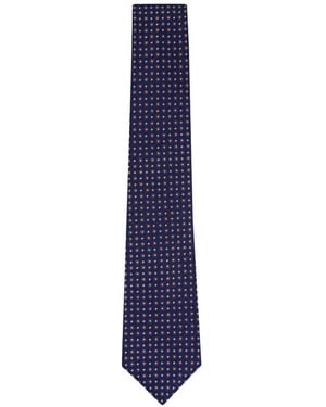 Kiton Floral-Print Silk Tie - Blue