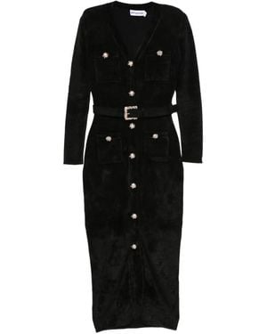 Self-Portrait Belted Button-Down Midi Dress - Black