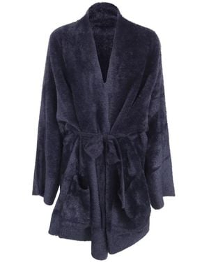 Emporio Armani Abrigo De Piel Sintética Con Cinturón - Azul