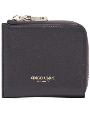 Giorgio Armani Logo-Stamp Leather Wallet - Black