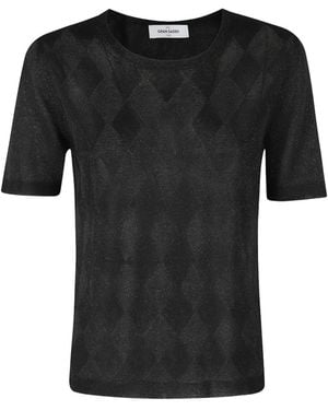 Gran Sasso Argyle-Pattern Metallic-Effect Jumper - Black