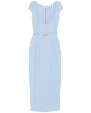 ROWEN ROSE Belted Cap-Sleeve Maxi Dress - Blue